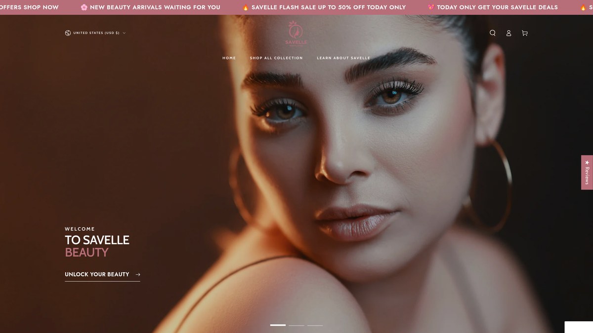 Savelle live storefront screenshot
