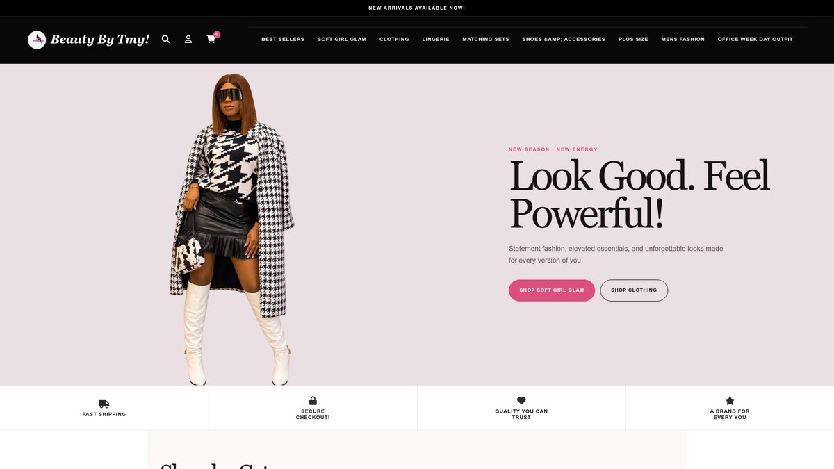 Beauty by TMY live storefront screenshot