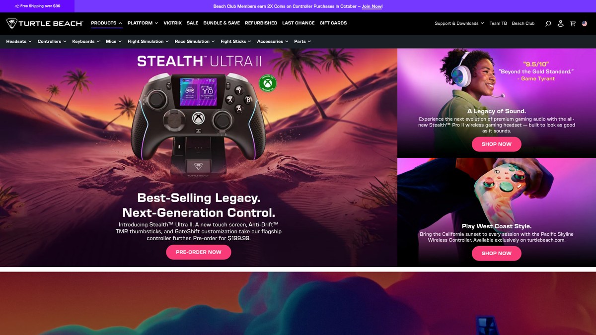 Turtle Beach live storefront screenshot